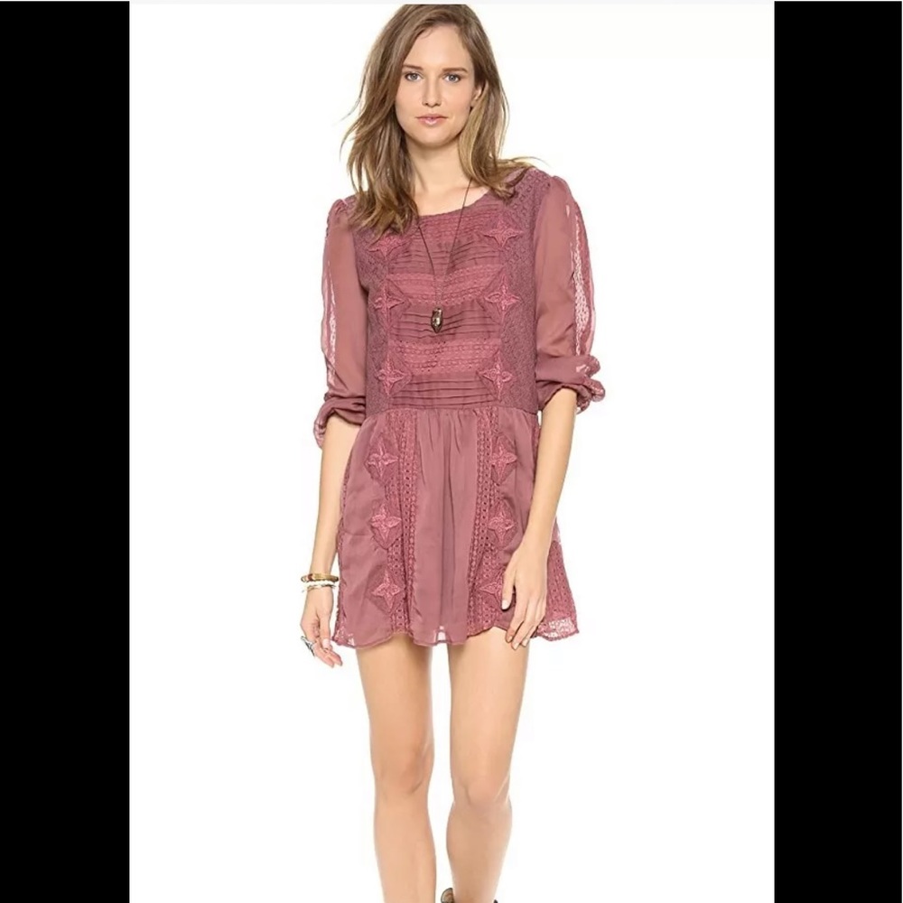 Free people boho Leigh lace mini dress XS